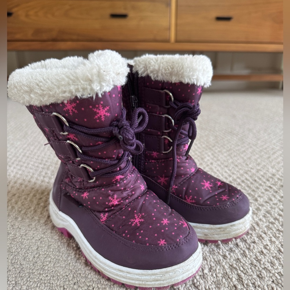 Apakowa Kids Girls Insulated Fur Winter Warm Snow Boots